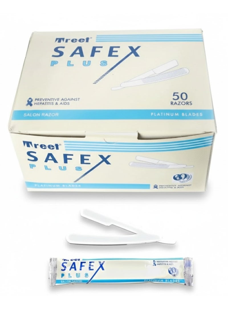 Safex Treet Safex Plus Disposable Salon Razors 50pcs – Platinum Blades for a Luxurious Shave - Image 1
